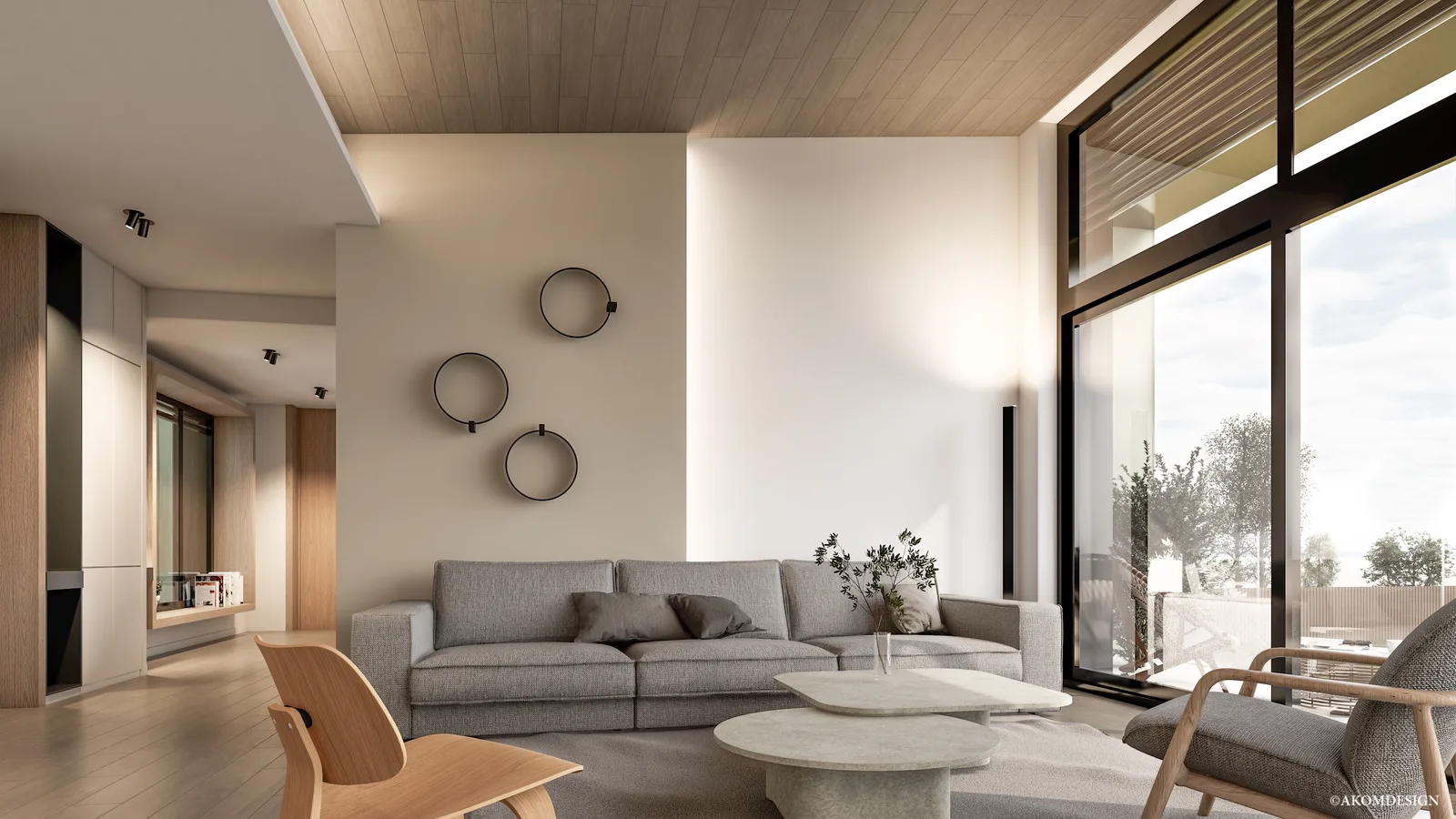 Intérieur de maison en 3D réalisé par Akom Design