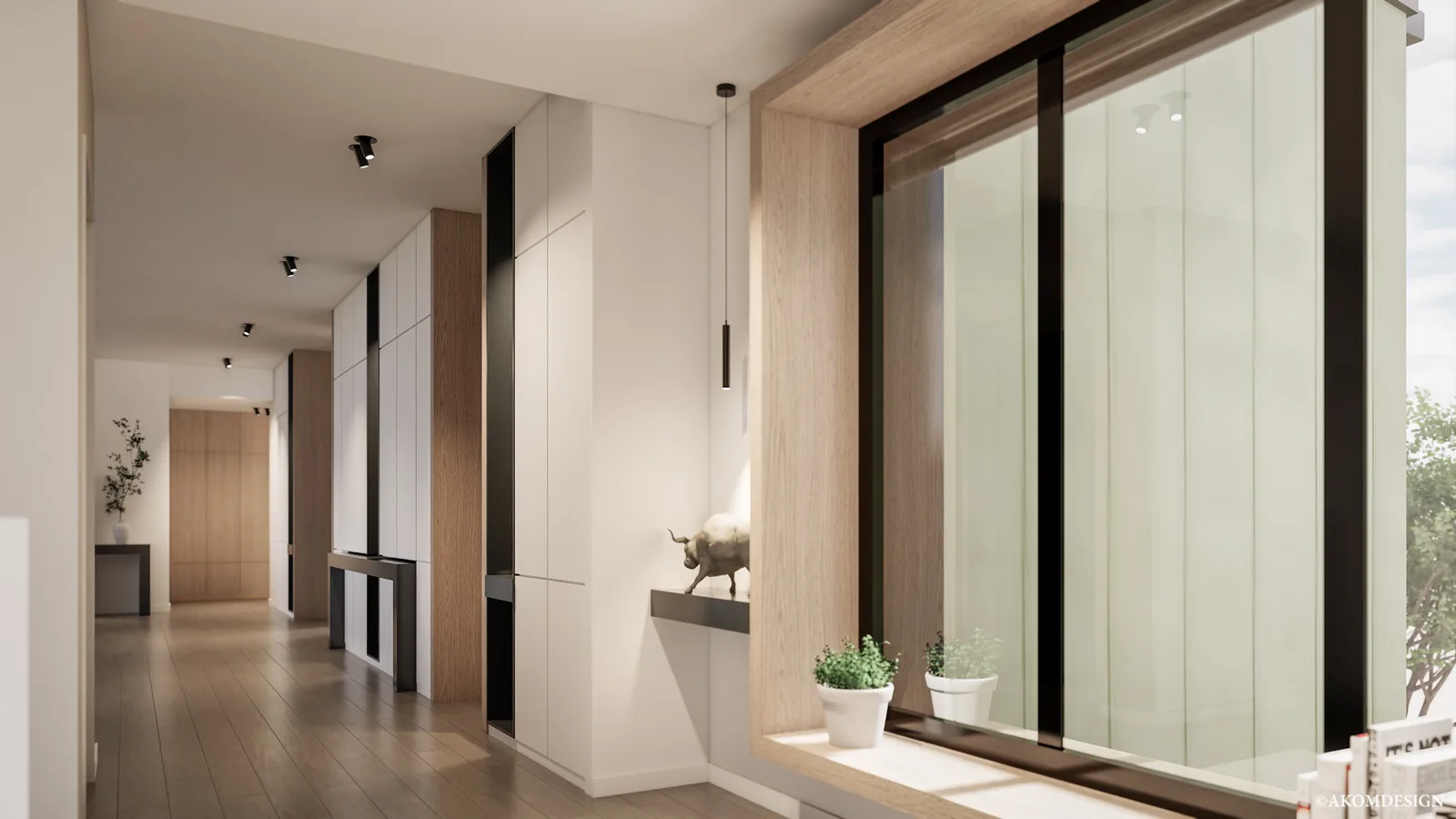 Une maison entre bois et sauge — Circulation et baie · Vue 5