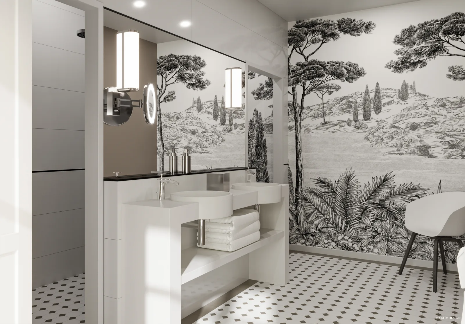 Salle de bains en 3D pour une maison de Champagne