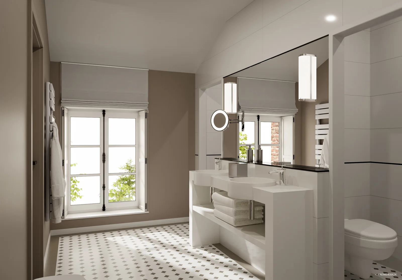 Une salle de bains par chambre — Taupe et carreaux octogonaux · Vue 5