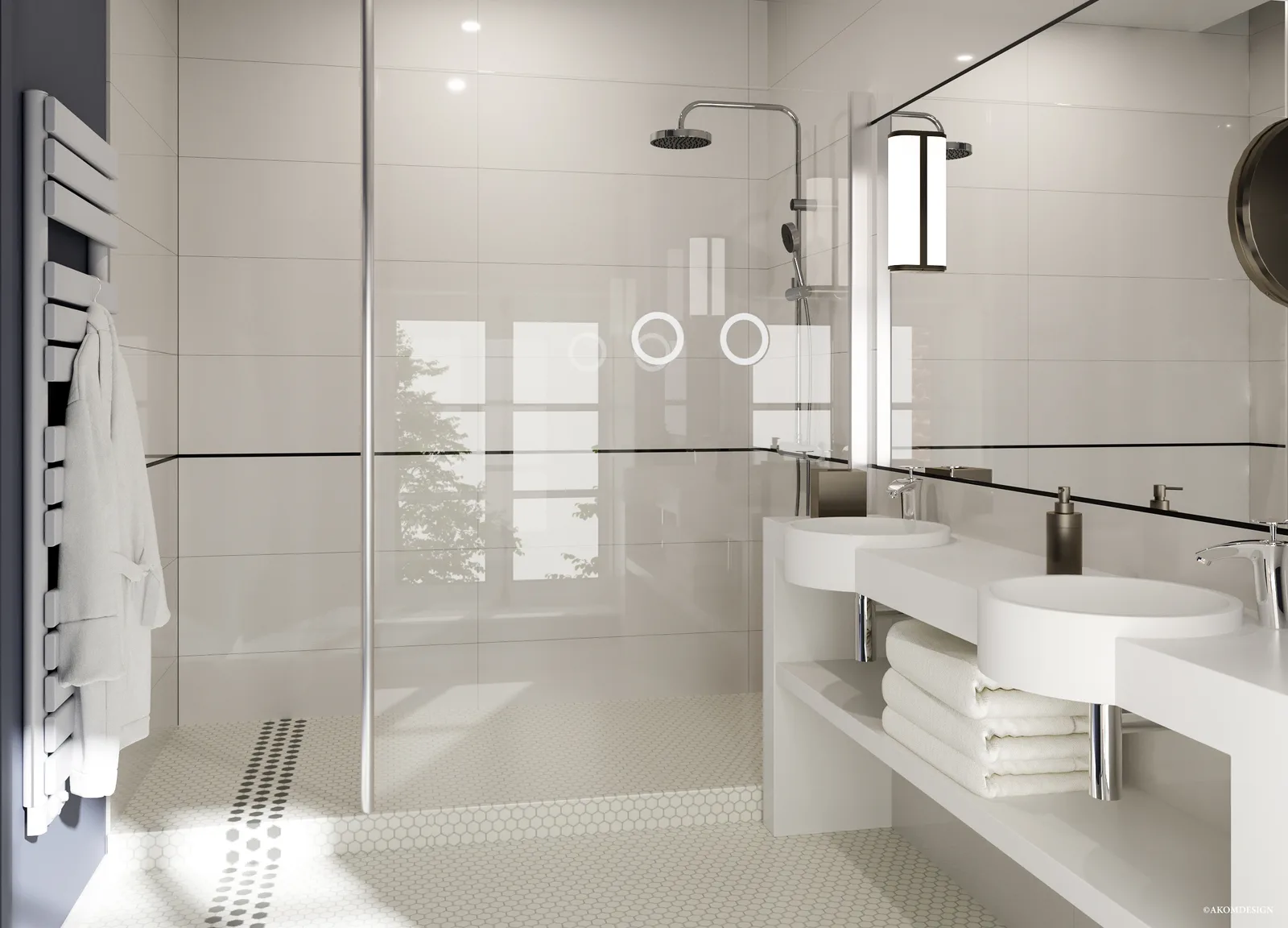 Une salle de bains par chambre — Blanc et mosaïque hexagonale · Vue 7